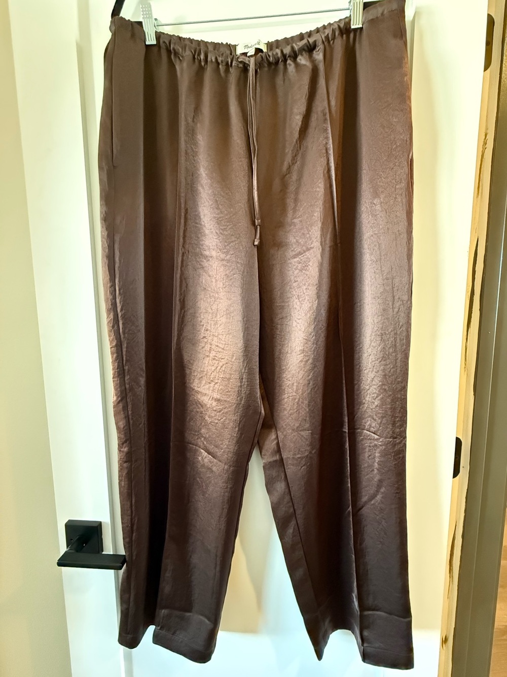 Madewell Satin Slim Pants in Brown Size XL
